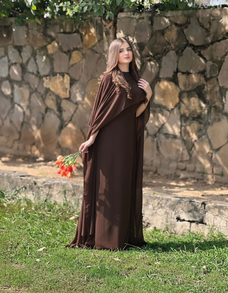 Cap Shawl with long body fitted Maxi 2pcs shefone stuff