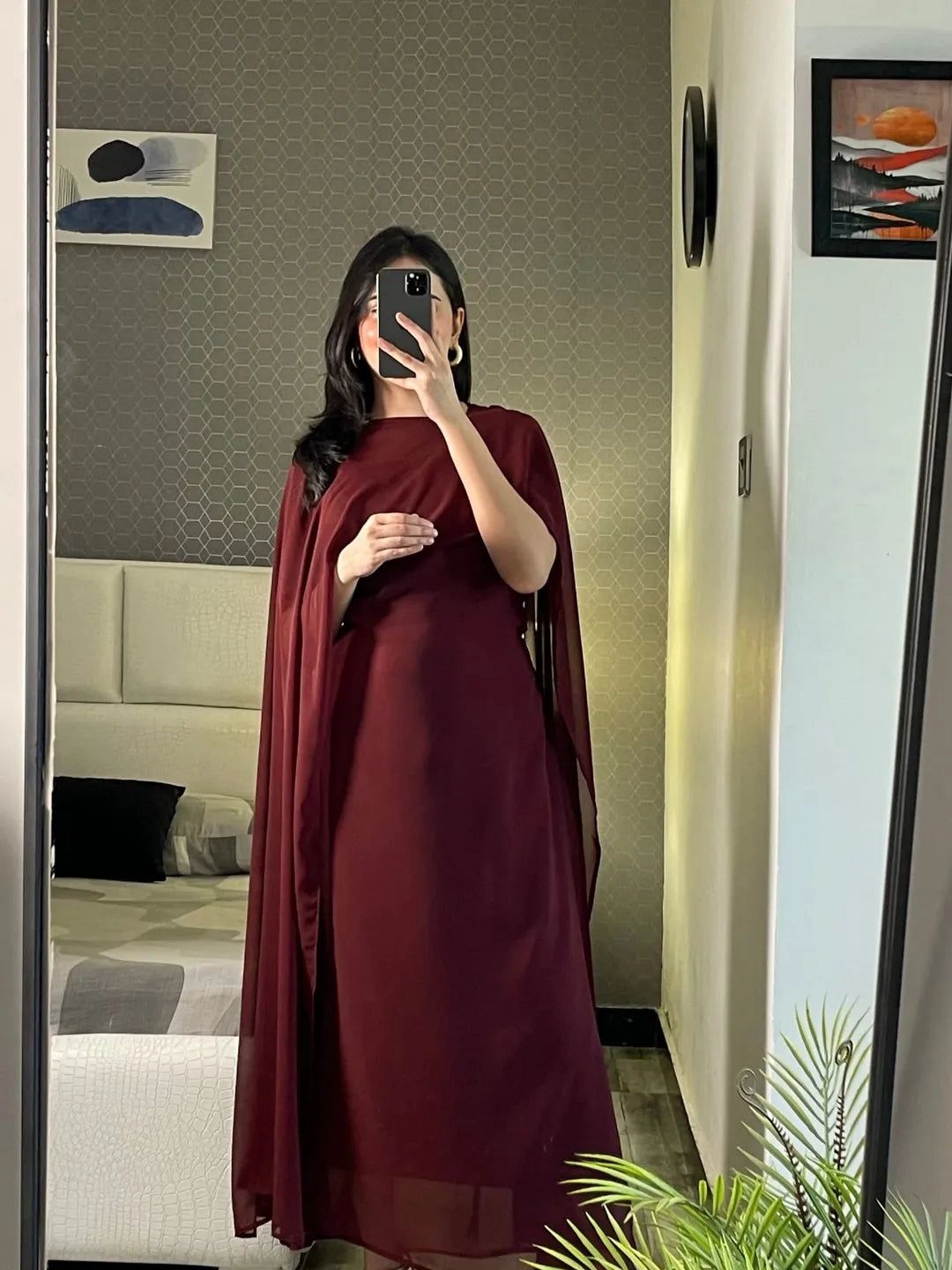 Cap Shawl with long body fitted Maxi 2pcs shefone stuff