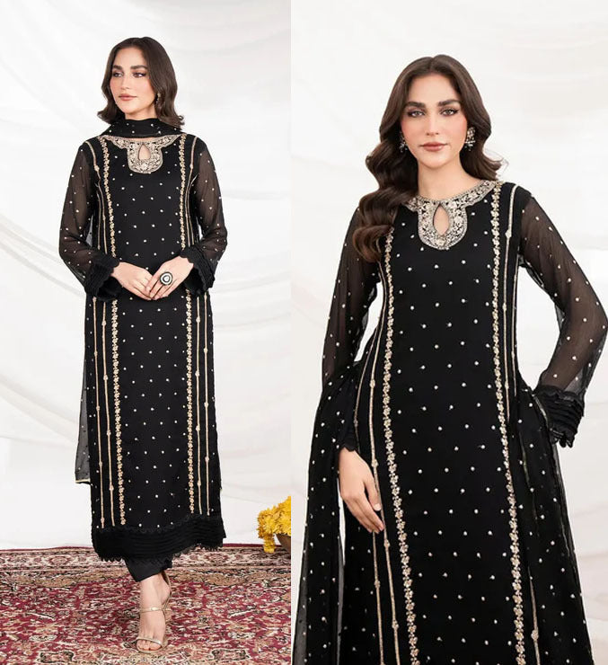 EID ARRIVALS Neck lining Sequence Embroidered 3PCs