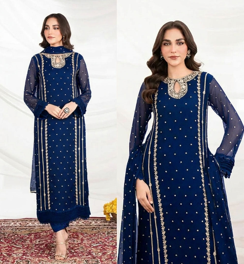 EID ARRIVALS Neck lining Sequence Embroidered 3PCs