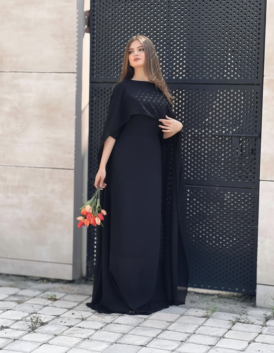 Cap Shawl with long body fitted Maxi 2pcs shefone stuff