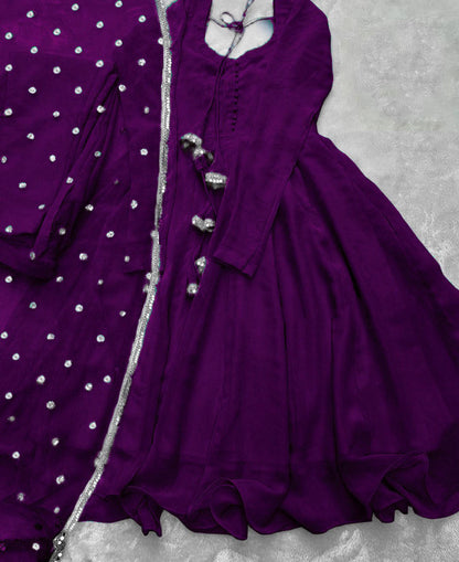 3pc Silver  Lace Attached On Dupatta 3Pcs Maxi