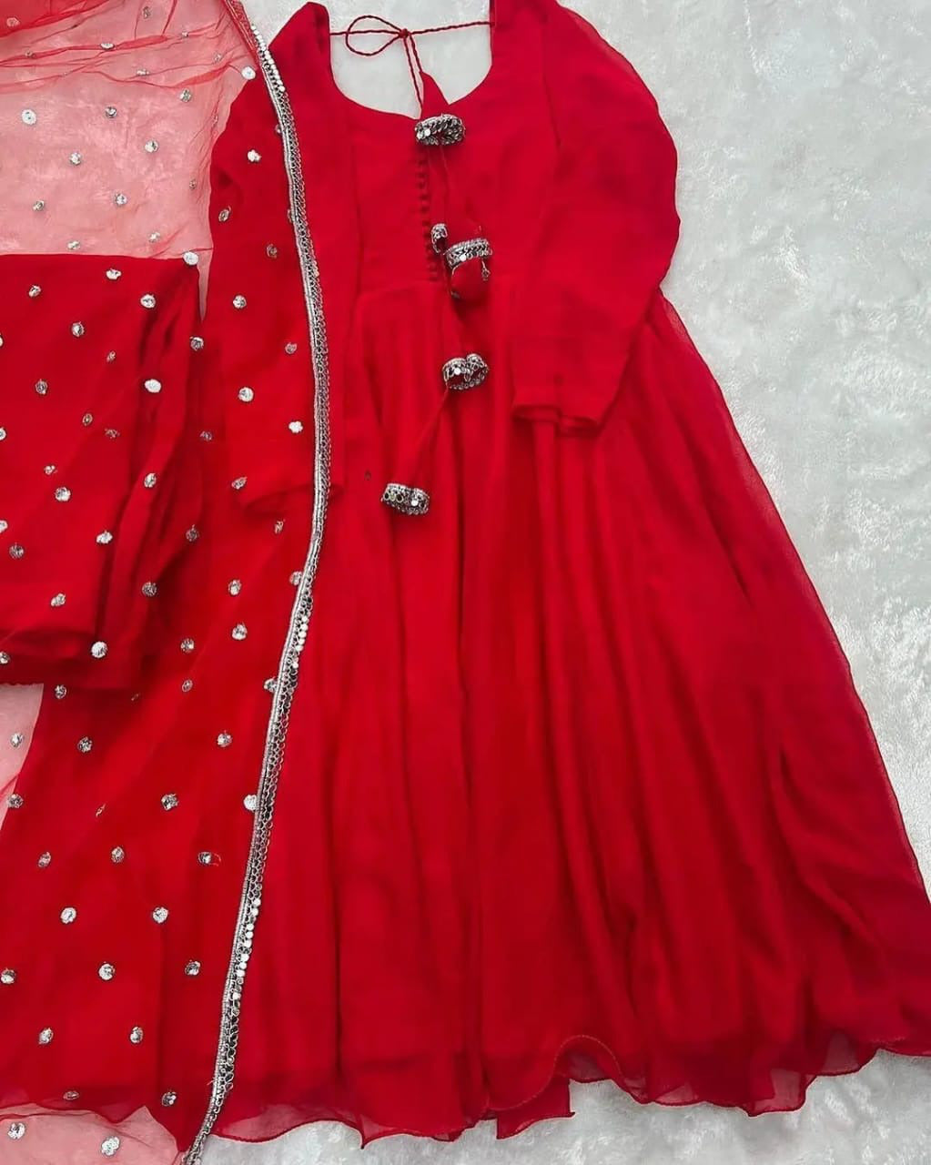 3pc Silver  Lace Attached On Dupatta 3Pcs Maxi