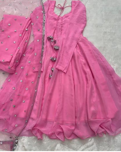 3pc Silver  Lace Attached On Dupatta 3Pcs Maxi